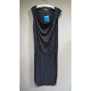 New Derek Lam For Design Nation Sz Large Striped Black Combo Drape Neck Dress